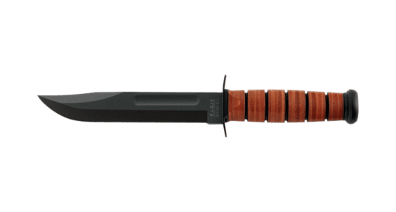 The Dog's Head is made from 1095 steel and walnut handles for a sleek, durable look. The spearpoint blade is ideal for carrying in the field.